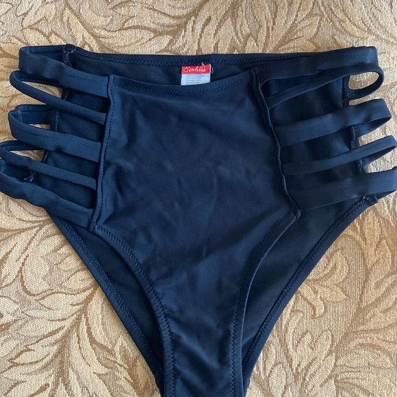 Sexkiss women’s strappy high waisted black cheeky bikini bottom size S/10 - Picture 3 of 8